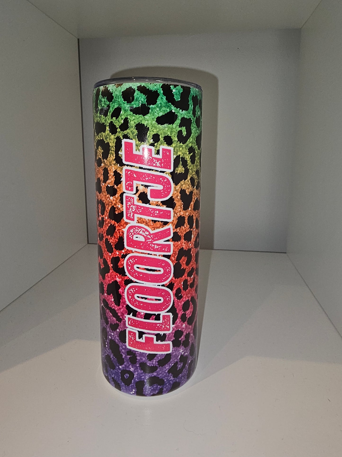 Tumbler met Naam multicolor Panterprint